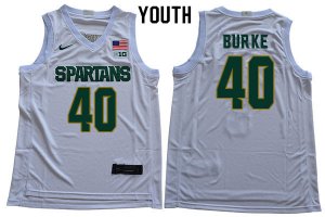 Youth Braden Burke Michigan State Spartans #40 Nike NCAA White Authentic College Stitched Basketball Jersey PJ50Z81TN